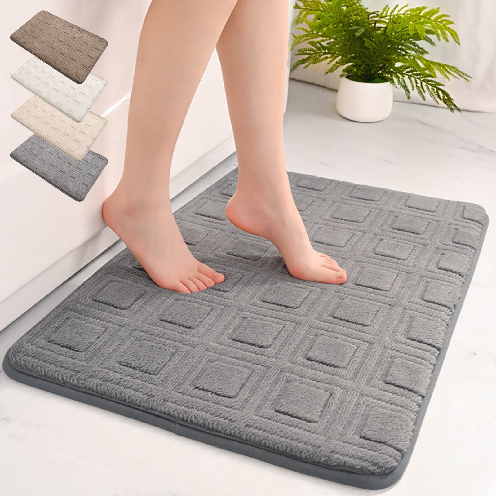 InsCrazy Bathroom Rugs Solid Color Sponge Bathroom Door Slip Pad Thick ...
