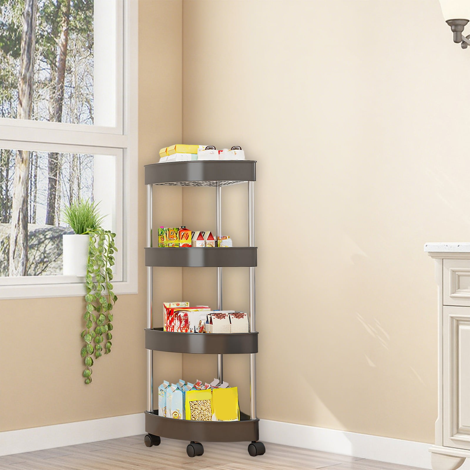 InsCrazy Bathroom Storage Organization Bathroom Corner Storage Shelf Organizer With Detachable 4 for Kitchen Bathroom Laundry Room Office