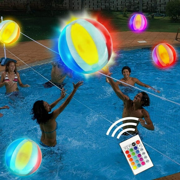 InsCrazy Beach Ball Pool Toy 16 Colors Glow Ball 16'' Inflatable LED Light Up Beach Ball With Remote Summer Saving