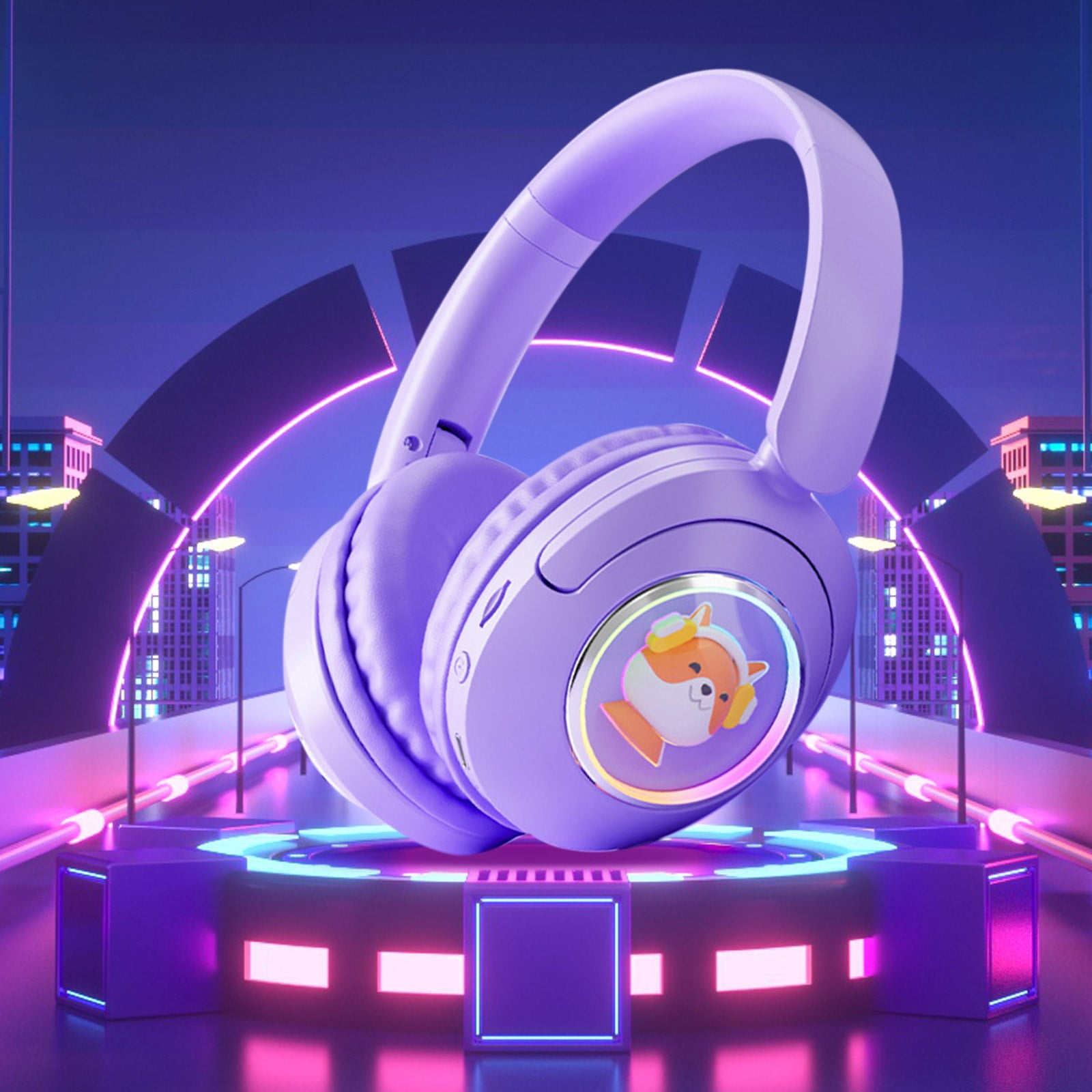 InsCrazy Bluetooth Headphones, Bluetooth 5.3 Wireless Headset with RGB