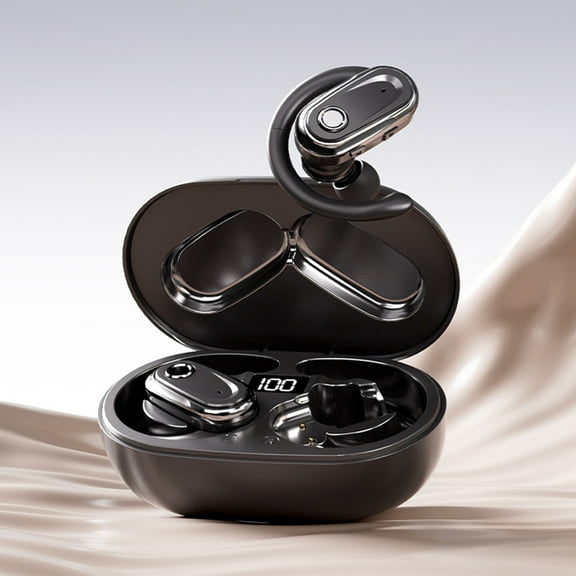 InsCrazy Bluetooth Headphones, Open Ear Wireless Earphones, Safe for Running Hanging Ear True Wireless High Battery Low Latency Double Microphone