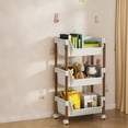 thumbnail image 1 of InsCrazy Caddy with Rollers Storage Rack Layer Storage Cart Mobile Storage Rack for Office, Living Room, Kitchen, 1 of 6