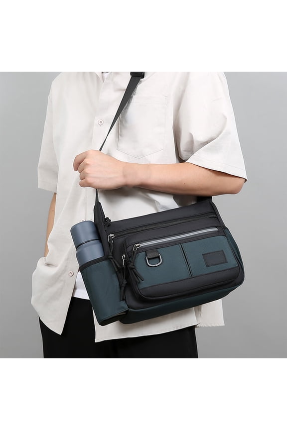 Casual Crossbody Bag for Men, Large Capacity Multi-Functional Travel Bag with Water Bottle Holders, Stylish Commuters Shoulder Bag for Work Travel Daily