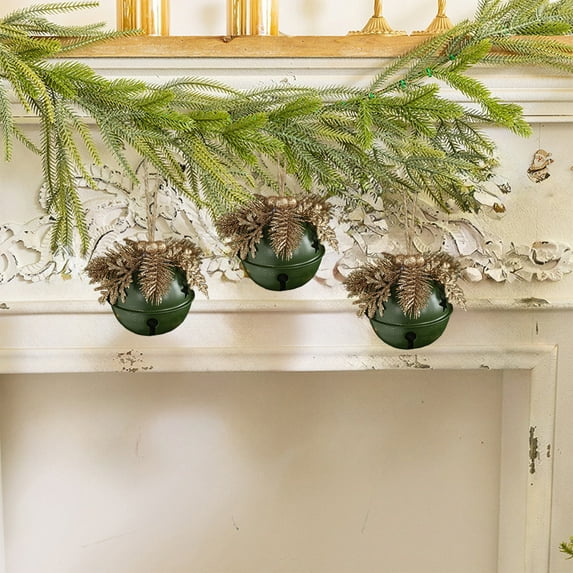 InsCrazy Christmas Bells Christmas Indoor Decorations 3.3in Big Bellss Atmospheres Layout Christmas Tree Creatives Pines Cones Red Fruit Bells Pendant