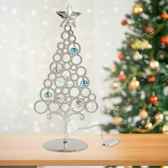 InsCrazy Christmas Decorations Tabletop Metal Christmas Tree Wrought Iron Ornament Display Stand Christmas Ornament 11 Inch Desktop Decorations Mini Xmas Tree
