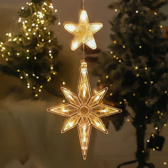 InsCrazy Christmas LED Light with Suction Cup Hook for Window, Hanging Christmas Tree Decoration Snowflake Snowman Battery Powered for Indoor Living Room Bedroom Holiday Lights