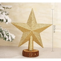 InsCrazy Christmas Star Tree Topper 3.9in/10cm Gold Star Ornaments for Xmas Tree Christmas Decorations Indoor Holiday Decor