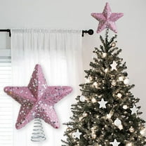 InsCrazy Christmas Star Tree Topper 7.1in/18cm Plastic Glitter Star Tree Top Christmas Ornaments Christmas Decorations Indoor