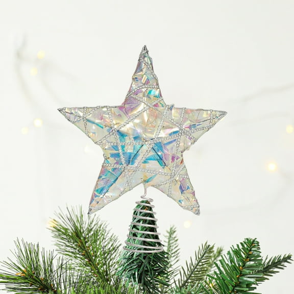 InsCrazy Christmas Star Tree Topper with LED Lights 9.8in/25cm Shining Star Lighted Multicolor Xmas Tree Top Decorations for Christmas Party Holiday Decor
