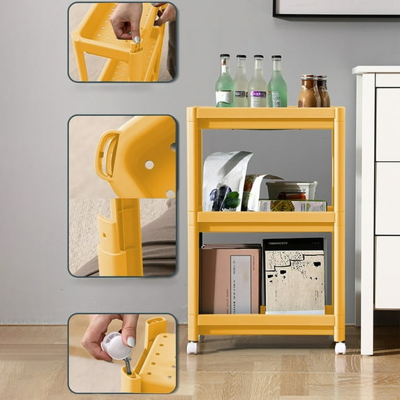 InsCrazy Closet Organizer Slim Rolling Storage Cart Three Layer Narrow Type for Kitchen