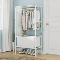 InsCrazy Closet Organizer for Office, Living Room, Kitchen, Portable Wardrobe Two Tier Freestanding Clothes Rack With