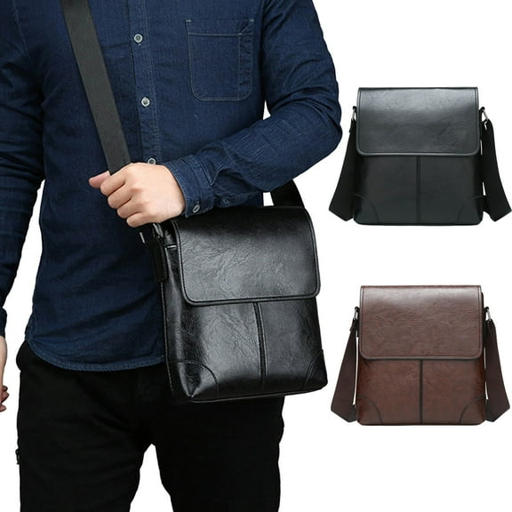 InsCrazy Crossbody Bags for Men Premiums Textured Leather Shoulder Crossbody Bag Adjustable Strap Lightweight Spacious Handbag for Work Daily Necessary for Travel Outdoor Sports