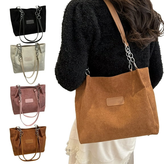 InsCrazy Crossbody Bags for Women Striped Velvet Bag Large Capacity Commuters Handheld Canvas Tote Tote Hundred Casual Shoulder Crossbody Bag for Travel Outdoor Sports