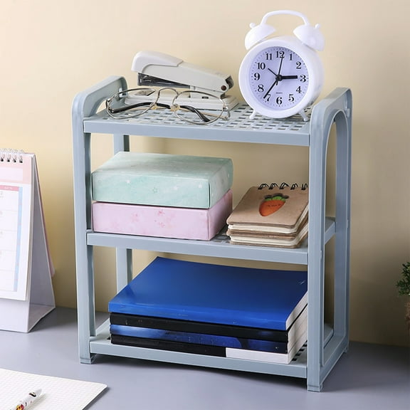 InsCrazy Desk Organizer Desktop Storage Rack Organizer Adjust Layer Height for Bathroom