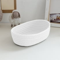 InsCrazy Desk Organizer, Rope Storage Woven Basket Foolproof Round Desktop Organization Ornaments Bedside Oval Storage Basket