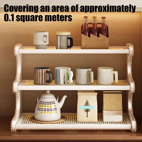 InsCrazy Desktop Shelf Organizer for Kitchen Bathroom Office Living Room, Wooden Mug Rack Countertop Coffee Cup Rack Mug