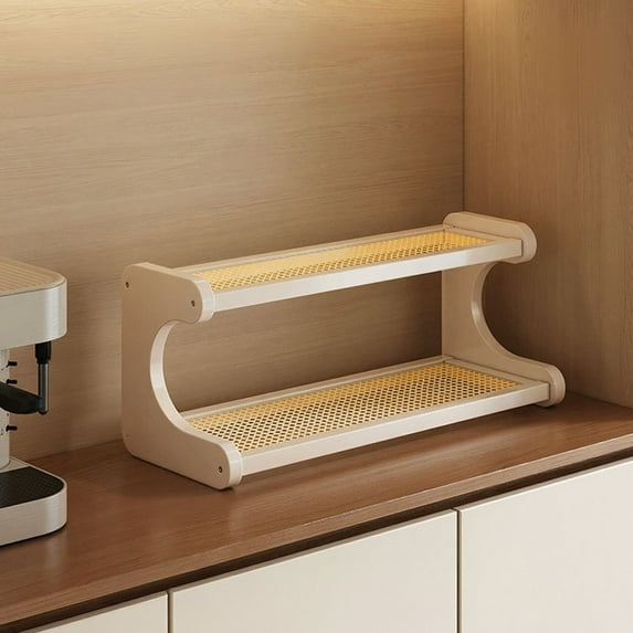 InsCrazy Desktop Shelf Organizer for Kitchen Bathroom Office Living Room, Wooden Mug Rack Countertop Coffee Cup Rack Mug