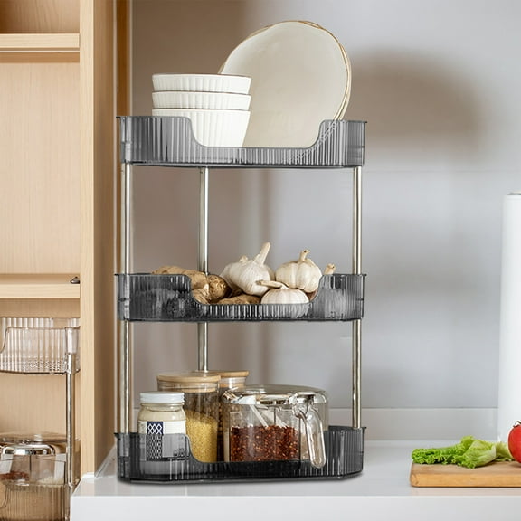 InsCrazy Desktop Shelf Organizer for Kitchen, Kitchen Three Shelf Countertop Corner Triangular Spice Hanging