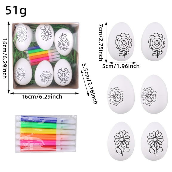 InsCrazy Easter Eggs DIY Hand-painted Eggs Set Unique Cartoons Bunny Simulation Eggs Children's Coloring and Painting Gifts for Kids on Clearance