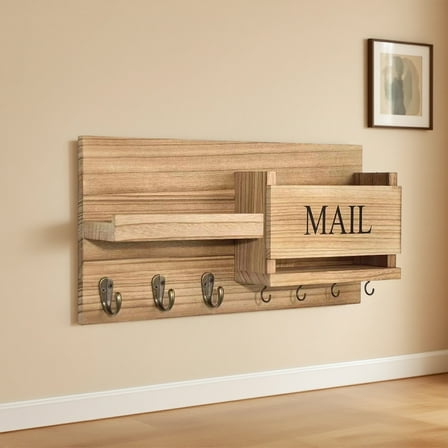 InsCrazy Floating Shelves Storage Home Entryway Big Coat Rack Wooden Wall Mounted for Office, Living Room, Kitchen, Bathroom, Dorm