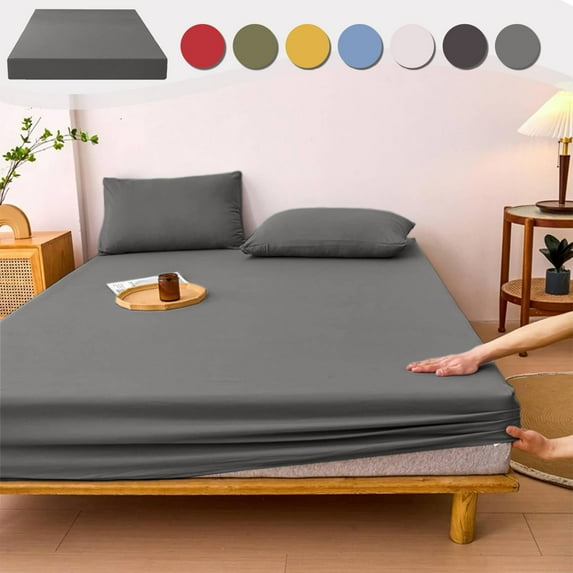 InsCrazy Full Bed Fitted Sheet, Full Size Mattress Cover, Deep Pocket Fitted Sheet, Soft Breathable Brushed Microfiber Bed Sheets on Clearance