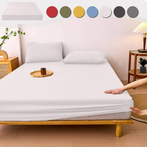 InsCrazy Full Bed Fitted Sheet, Full Size Mattress Cover, Deep Pocket Fitted Sheet, Soft Breathable Brushed Microfiber Bed Sheets on Clearance