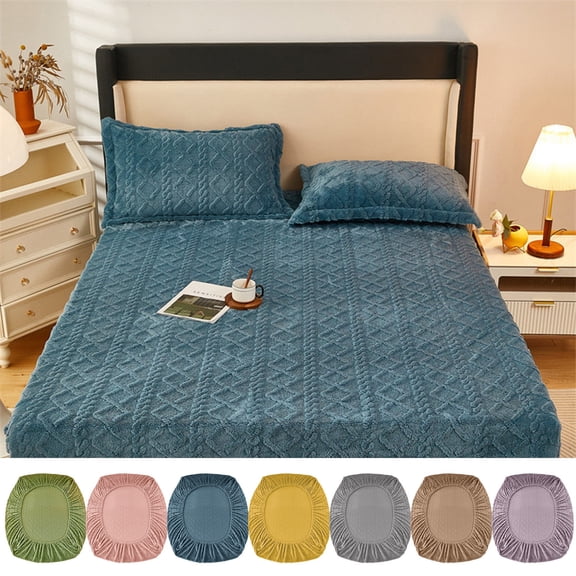 InsCrazy Full Size Fitted Sheet, Thickened Flannel Full Mattress Cover, Soft and Warm Winter Fitted Sheets on Clearance
