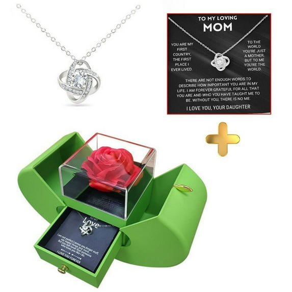 InsCrazy Gift Boxes for Valentine's Day with Gift Card, Appless Jewelry Box Preserved Flower Jewelry Necklace Gift Box High-end Jewelry Box