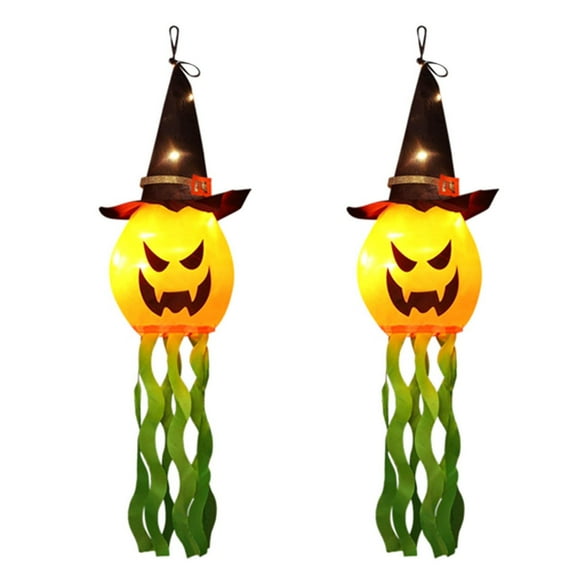 InsCrazy Halloween Lights, Halloween Decorations Outdoor Decor Hanging Lighted Glowing Pumpkin Witch Hat with 3 Modes Lighted Up Scary Orange Halloween Decorations for Indoor Outside Part
