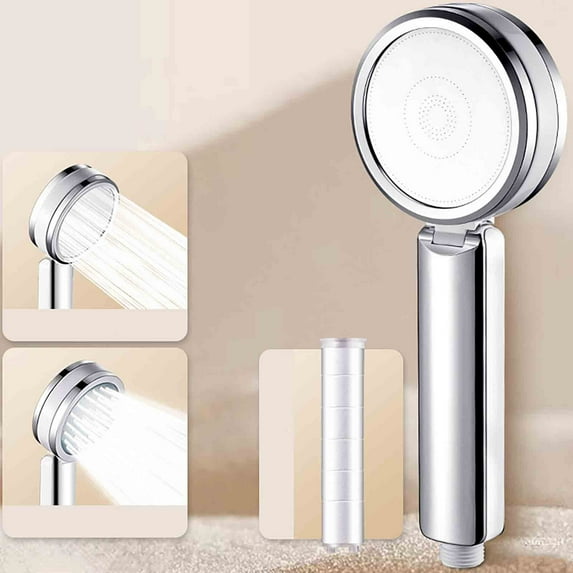InsCrazy High Pressure Shower Head with Handheld, Handheld Filtered Shower Head High Pressure Double Sided Spray Mode Shower Head with Filter Water Softener Hard Water Filter Beads