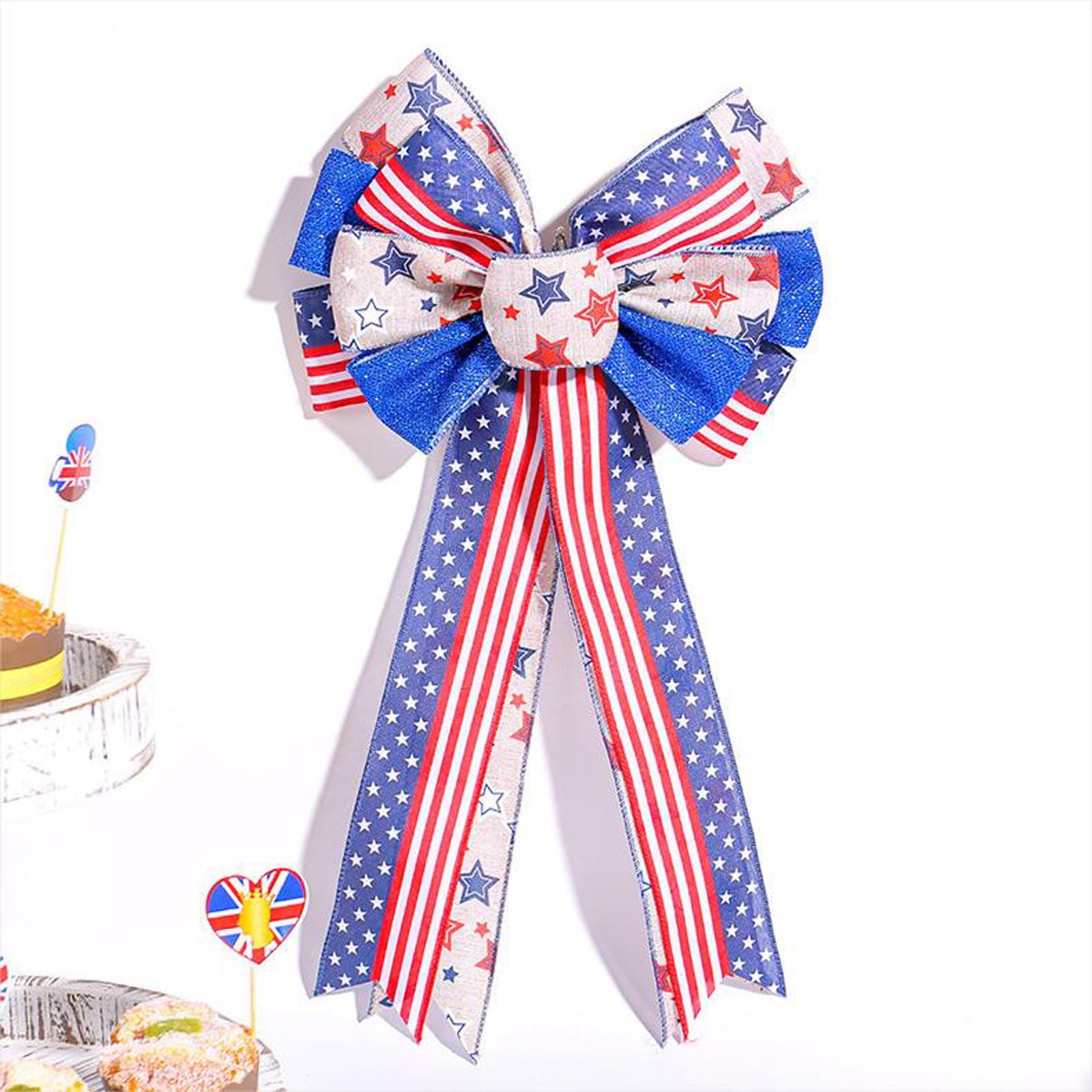 InsCrazy Independence Day Decorative Ribbon Bow Natural Burlaps Ribbon ...