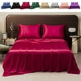 thumbnail image 1 of InsCrazy King Size Silk Sheets Comforter Set, Luxurious and Cooling Bed Sheet and Silk Pillow Cases for Hot Sleepers, King Bed Sheets 108" x 102", 1 of 7