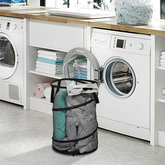 InsCrazy Laundry Basket Mesh Popup Laundry Hamper Foldable Dirty Clothes Basket Up Mesh Laundry Hamper Great for College Dorm/Travel