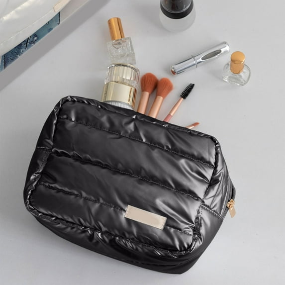 InsCrazy Makeup Bag for Women, Waterproof Cosmetic Organizer Oversized Toiletry Bag Travel Bag Soft Fabric Womens Handbag Purses Wallet