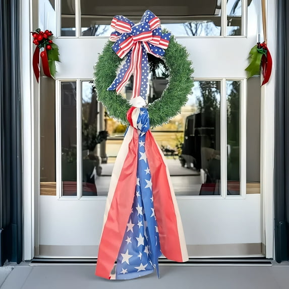 InsCrazy Memorial Day Decorations Wreath Wreath Home Red White and Blue Home Decor Front Door Door Hanging Wall Hanging Holiday Decorations
