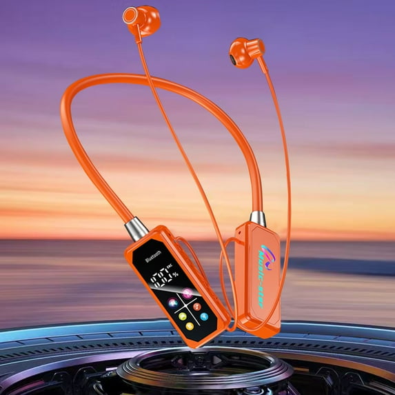 InsCrazy Neckband Headphones Neck Hanging Bluetooth Earphones Bluetooth 5.4 with LED Color Screen and Battery IPX5 Waterproof Stereo Earphones for Gym Running