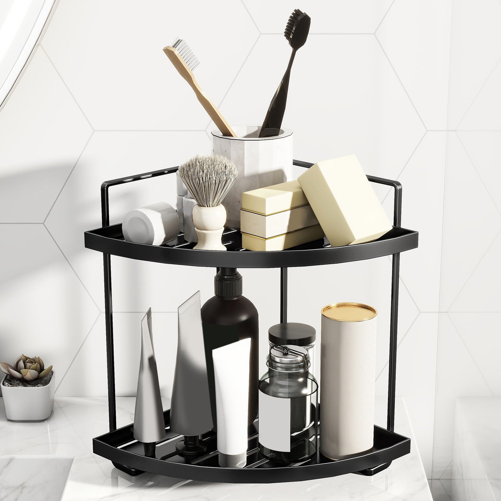InsCrazy Organizer Racks, Corner Bathroom Organizer Countertop 2 Tier ...