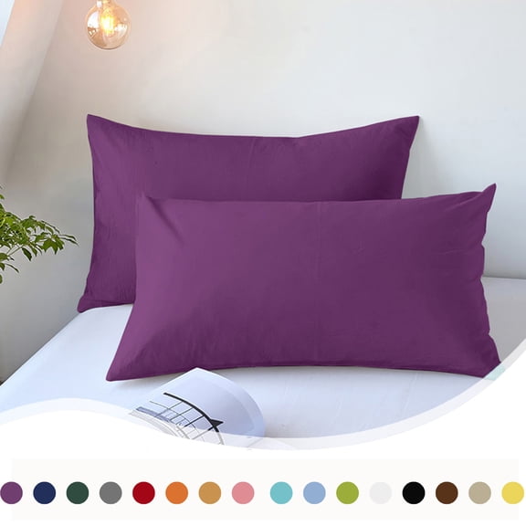 InsCrazy Pillow Cases, Standard/Queen Size Soft Solid Pillowcases Set of 2 - Envelope Closure - Shrinkage & Fade Resistants Pillow Covers 30x20"