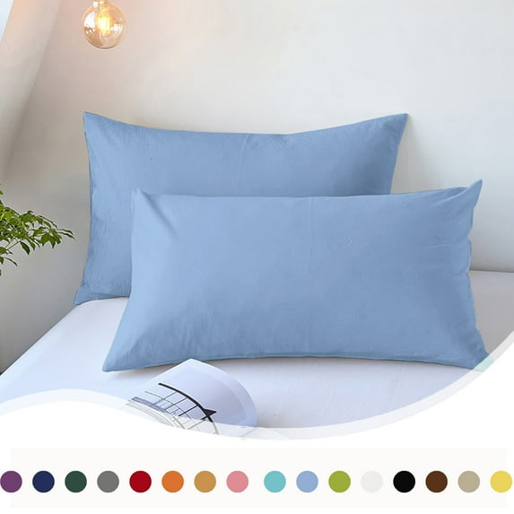 InsCrazy Pillow Cases, Standard/Queen Size Soft Solid Pillowcases Set of 2 - Envelope Closure - Shrinkage & Fade Resistants Pillow Covers 30x20"
