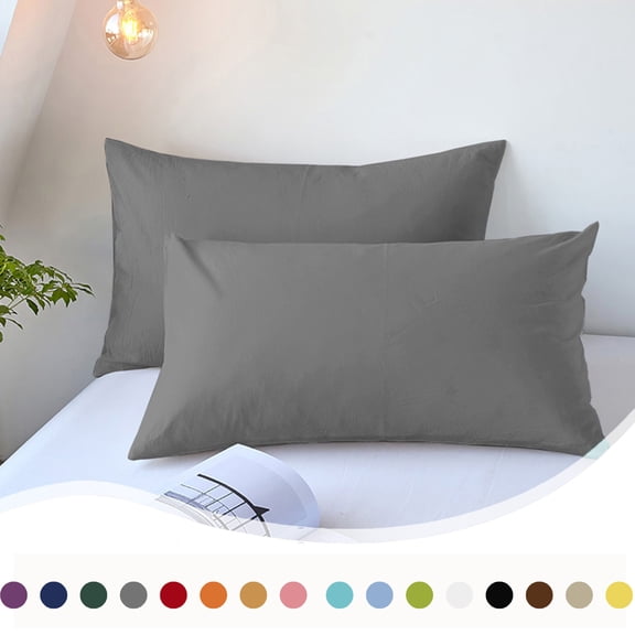 InsCrazy Pillow Cases, Standard/Queen Size Soft Solid Pillowcases Set of 2 - Envelope Closure - Shrinkage & Fade Resistants Pillow Covers 30x20"