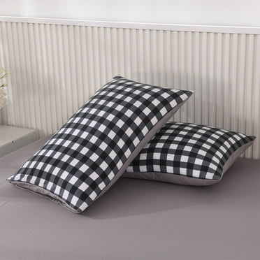 InsCrazy Pillow Cover, King Size, Washed Cotton Pillowcase Easy Solid Color Pillowcase Pillowcase A Pair Of 29.13x18.89In Household Bedding