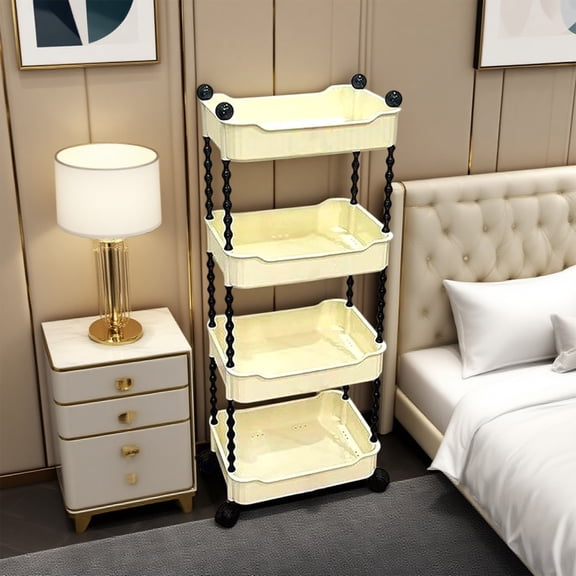 InsCrazy Rolling Cart Organizer Living Room Snack And Fruit Cart Four Tier for Office, Living Room, Kitchen, Bathroom, Dorm