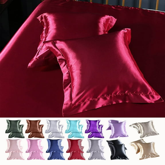 InsCrazy Satin Pillowcases for Hair, Pack of 2 Silk Pillow Cases for Hot Sleepers and Night Sweats, Soft Pillow Cover for Bed Sofa and Couch 20 X 20 Inches