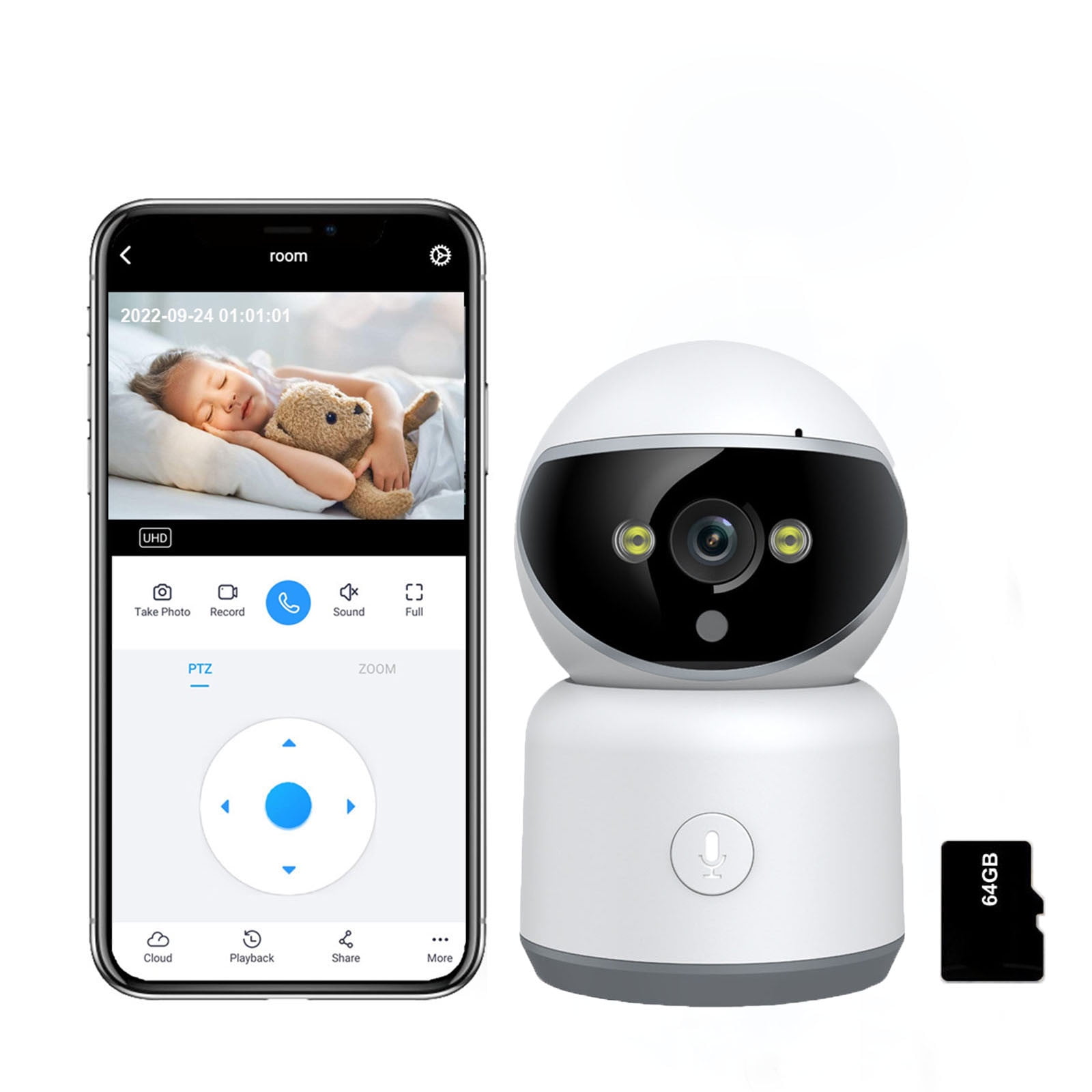 InsCrazy Security Camera for Home, 5G Full-color WIFI Mobile Phone Interconnection Rotating Perspective Voice Call Alarm Function Home Monitoring Camera