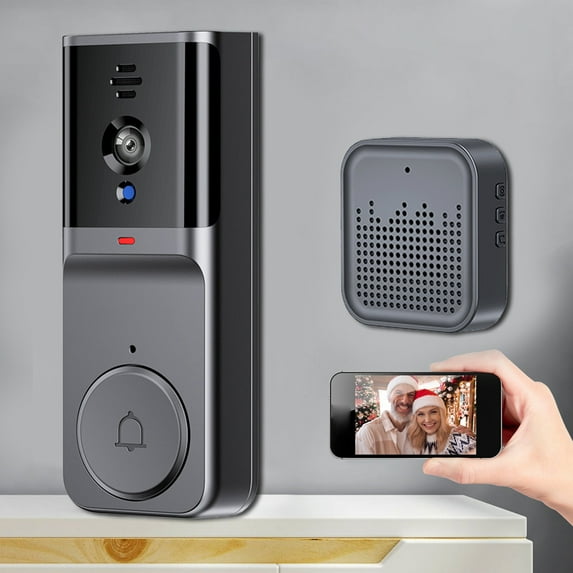 InsCrazy Security Doorbell Camera for Home, Smart Doorbell Smart Wireless Remote Video Doorbell Intelligent Visual Doorbell Home HD Night Vision Wifi Security Active Wake-up Door Doorbell