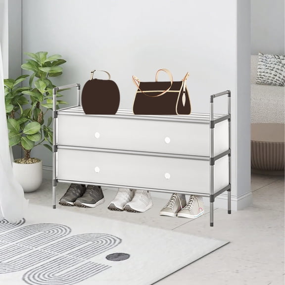InsCrazy Shoe Cabinet for Office, Living Room, Kitchen, Bathroom, Dorm, Multi-layer Shoe Rack Dusts-proof Stackable Shoe Rack Storage