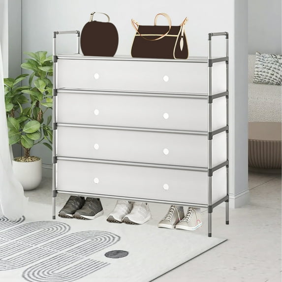 InsCrazy Shoe Cabinet for Office, Living Room, Kitchen, Bathroom, Dorm, Multi-layer Shoe Rack Dusts-proof Stackable Shoe Rack Storage