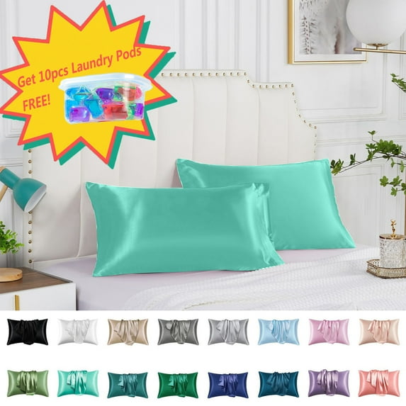 InsCrazy Silk Pillow Cases, King Size, Satin Pillowcase for Hair and Skin, Pillowcases Standard Size Set Of 2, Luxury and Soft Satin Pillowcovers 2 Pack (20x30 Inches)