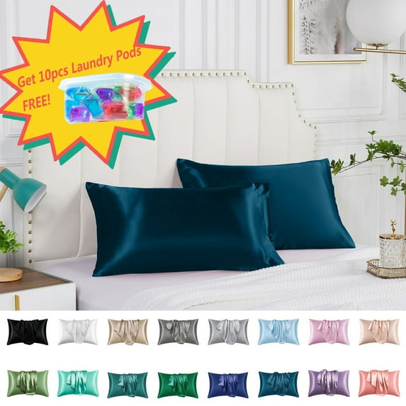 InsCrazy Silk Pillow Cases, King Size, Satin Pillowcase for Hair and Skin, Pillowcases Standard Size Set Of 2, Luxury and Soft Satin Pillowcovers 2 Pack (20x30 Inches)