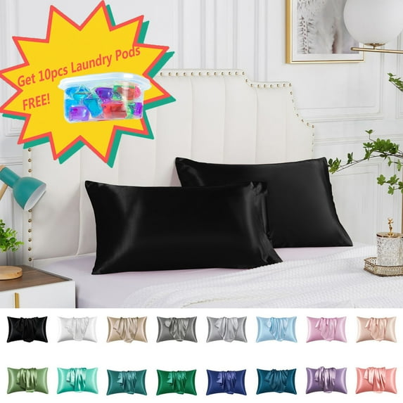 InsCrazy Silk Pillow Cases, King Size, Satin Pillowcase for Hair and Skin, Pillowcases Standard Size Set Of 2, Luxury and Soft Satin Pillowcovers 2 Pack (20x30 Inches)